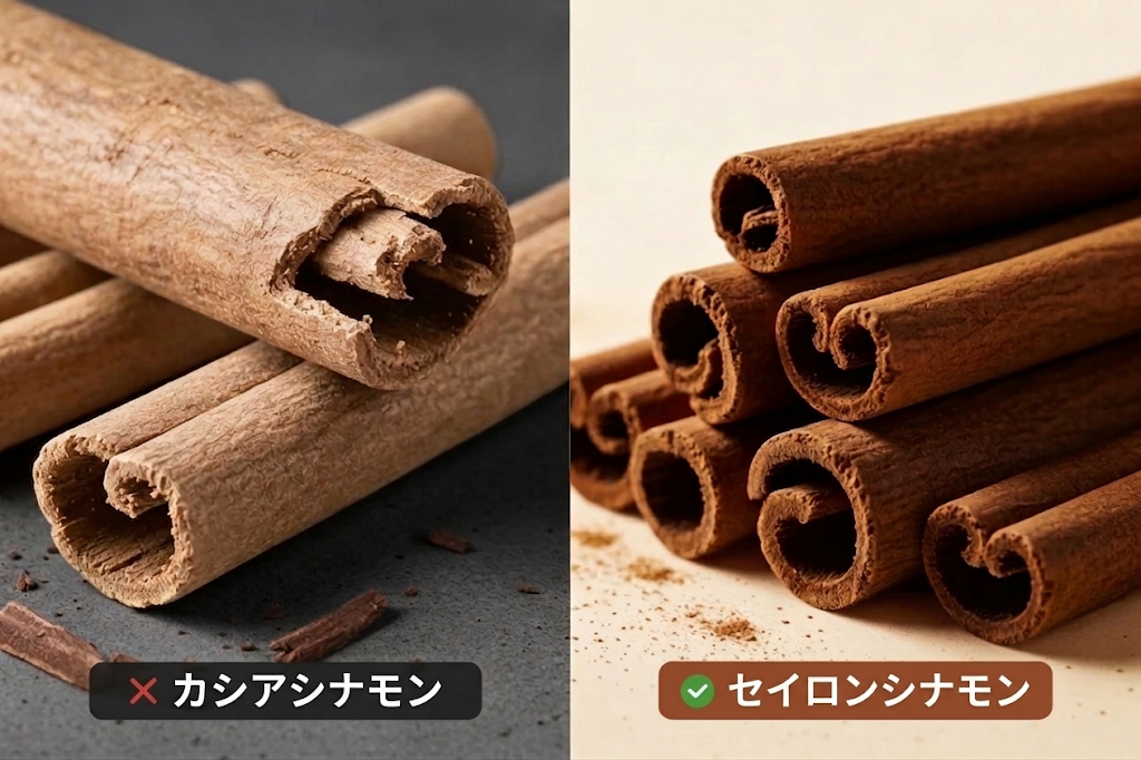 カシアシナモンとセイロンシナモンの比較